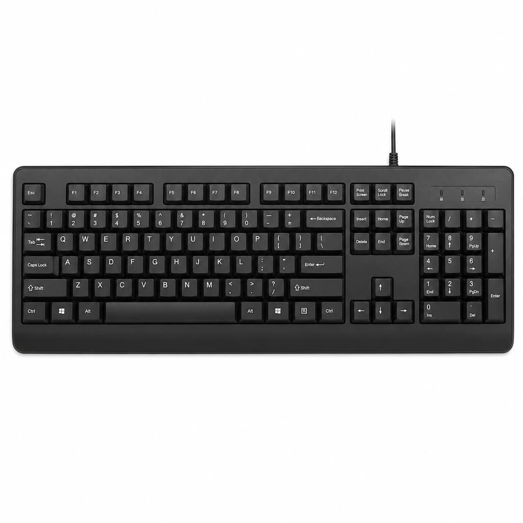 Teclado USB Com Fio Office  Completo Numerico para PC Notebook Trabalho Estudo