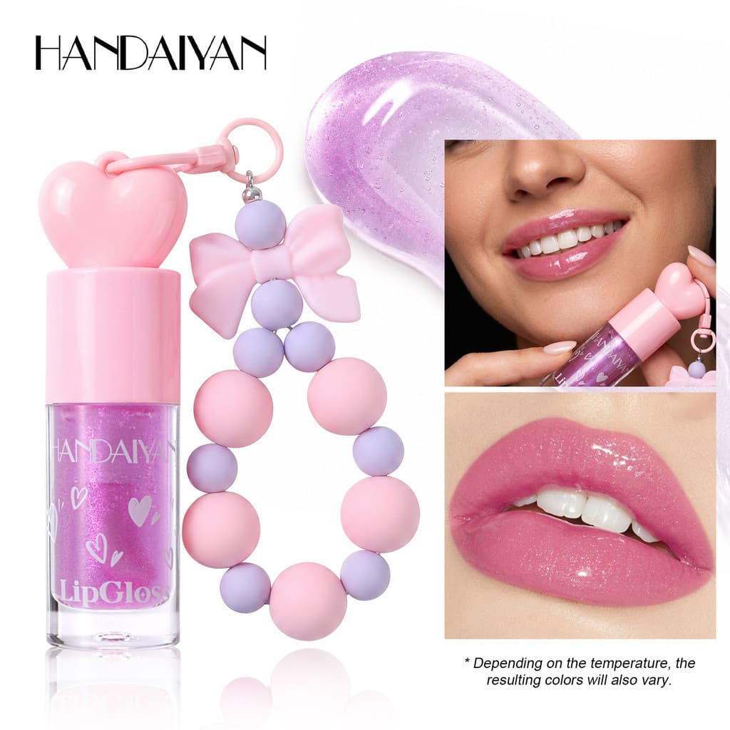 Com corrente óleo labial pulseira de quatro cores bálsamo labial hidratante hidratante brilho labial brilho de água espe