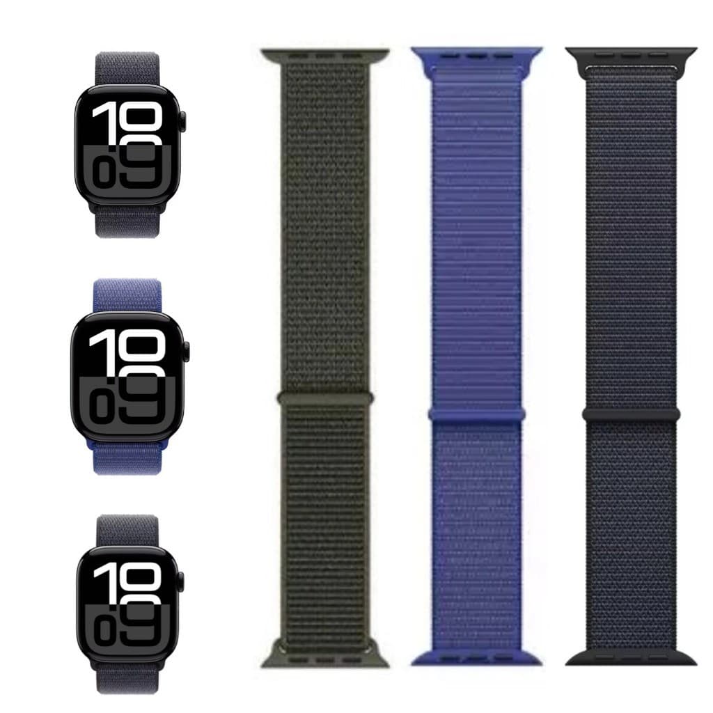 kit 2 Pulseira Sport Loop de Nylon Preta 42 mm Para Apple Watch 2/5/6/7/8/9/10