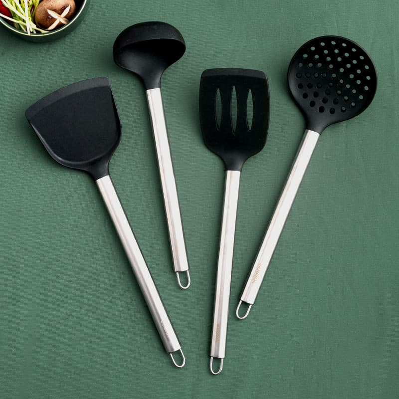 Cozinha mágica 304 espátula de silicone de aço inoxidável dedicado espátula de silicone cozinhar utensílios de cozinha c