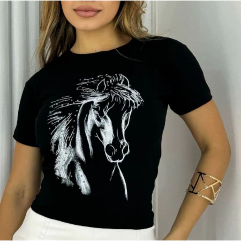 T-shirts Country Feminina Blusinha Slim Promoção Cowboy Moda Feminina