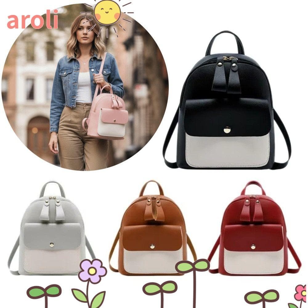 Mochila Pequena AROLI , Mini Bolsa De Ombro Com Fecho De Zíper , Ajustável De Couro PU Para Armazenamento De Viagem