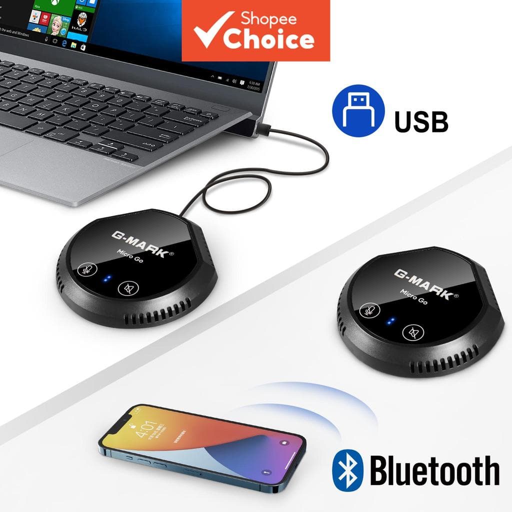 Microfone USB G-MARK Micro Go com Microfone de Conferência Bluetooth Integrado, Plug & Play para PC e Reuniões
