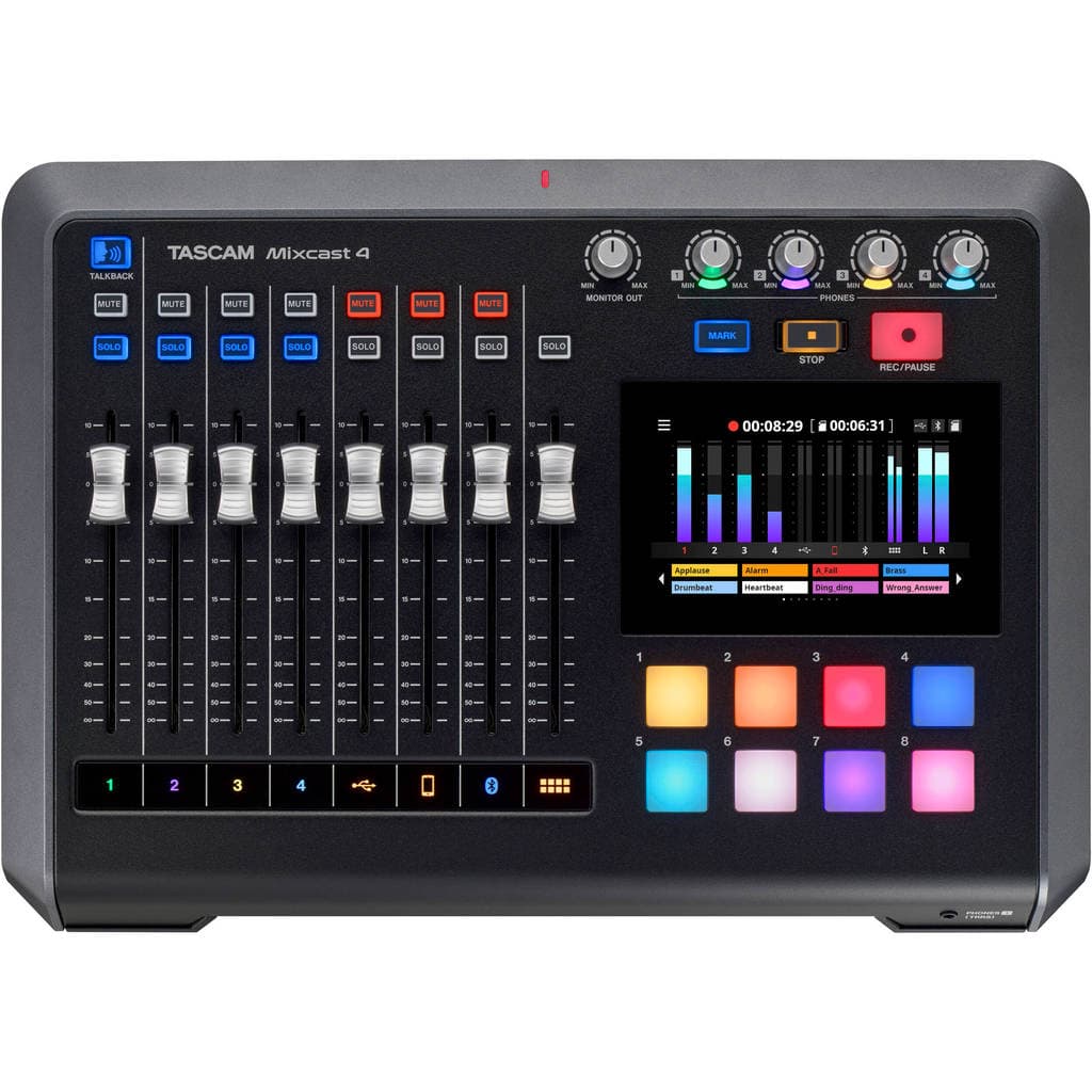 Mixer, Gravador e Interface de Áudio USB para Podcast - Tascam Mixcast 4