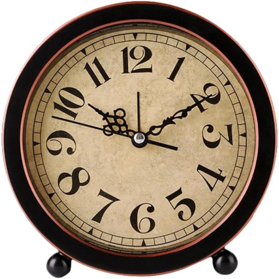 Despertador De Mesa Retrô Para Uso Diário Com Função Mudo E Material Plástico Marrom , Relógio Estilo Vintage Decoração