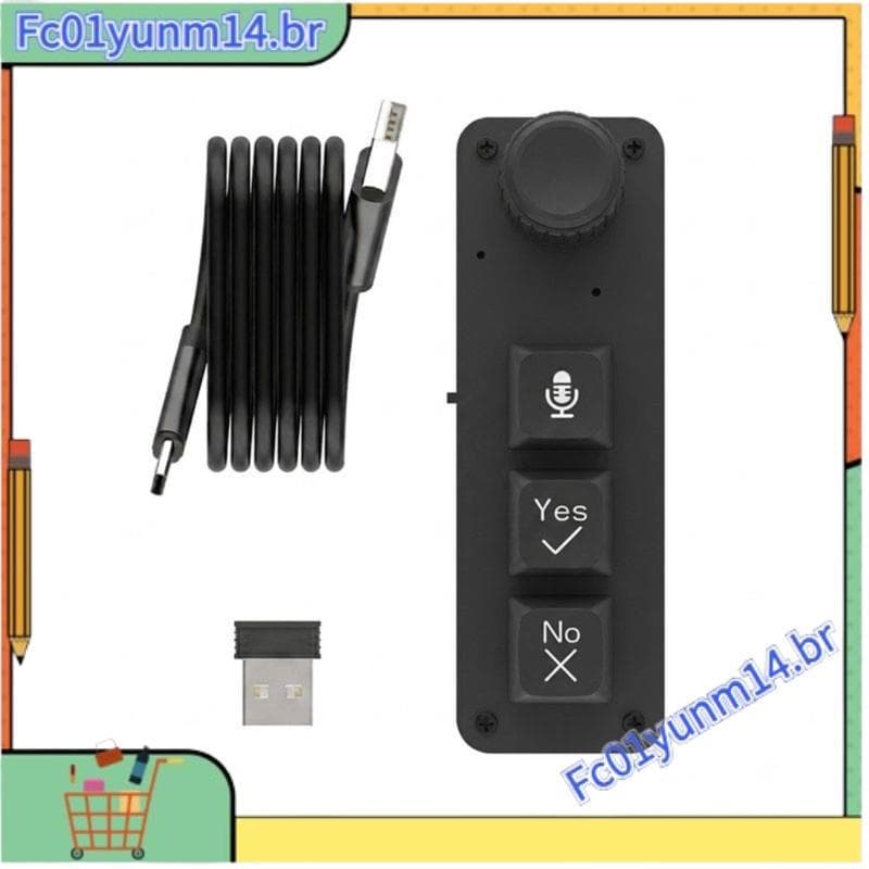 Mini Teclado Macro De Voz AI , 3 Teclas , Botão Único , Mecânico 2.4G + Com Fio , Conexão Dupla De Entrada Inteligente A