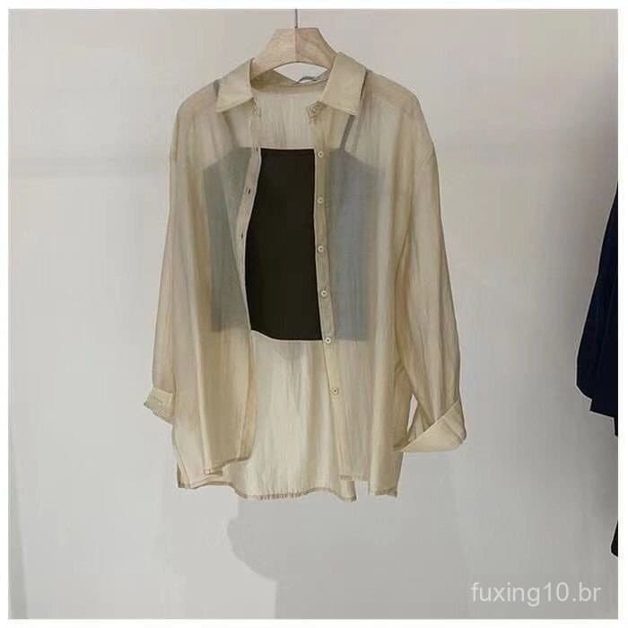 Venda a quente Protetor solar Vestuário Blusa Externa Camisa Placa Coreana Versão Tencel Algodão Pode Ser Abotoado Later
