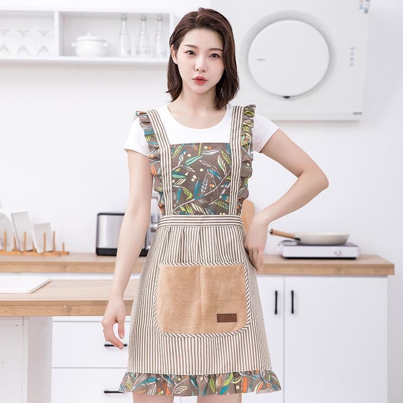 Novo estilo versão coreana avental de lona cozinha doméstica cozinhar macacão mão-limpeza bolsos respirável trabalho alç