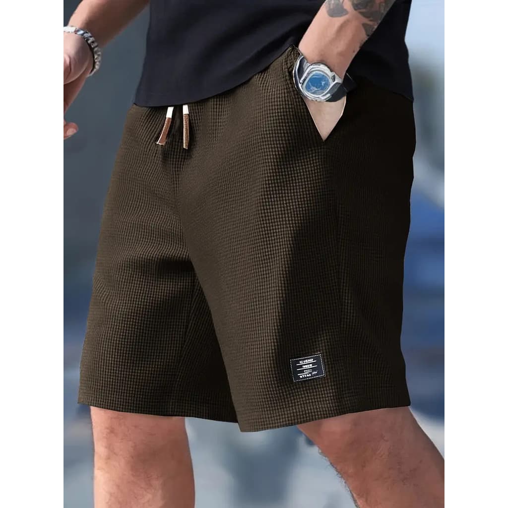 Bermudas esportivas casuais masculinas, bermudas de verão versáteis de tamanho grande e corte solto, bermudas com estamp