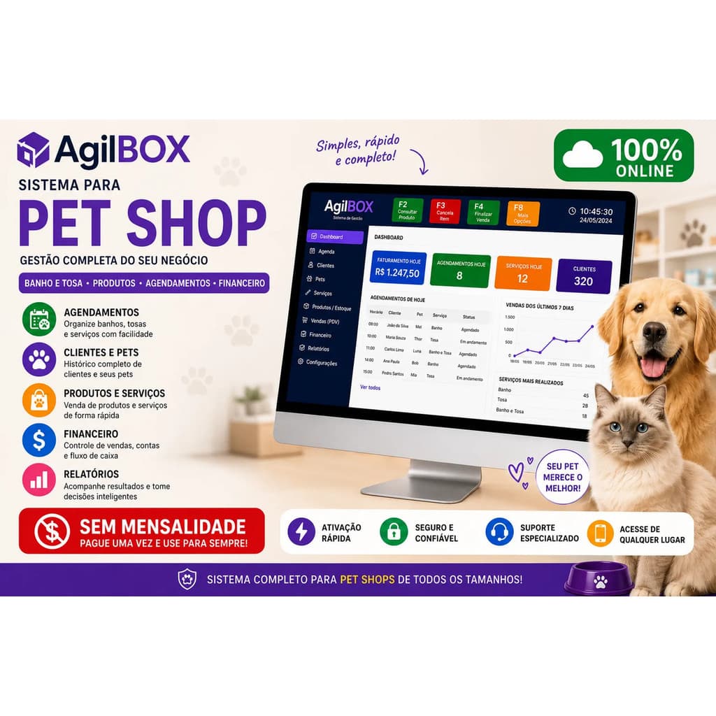 Sistema Pet Shop Banho Tosa Agendamento Pdv