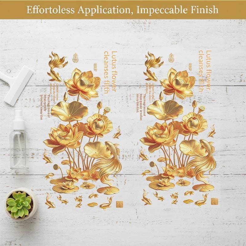 2 Pçs Anti-Estático Flor Koi Porta De Vidro Stiers 3D Efeito Vívido Decalques Removíveis Para Decoração De Janela De Cas
