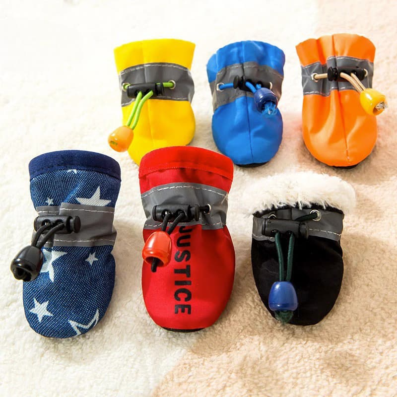 Cão de pelúcia sapatos de sola macia à prova dwaterproof água capa de sapato de chuva pequeno cão Bichon Pet gato pé cap