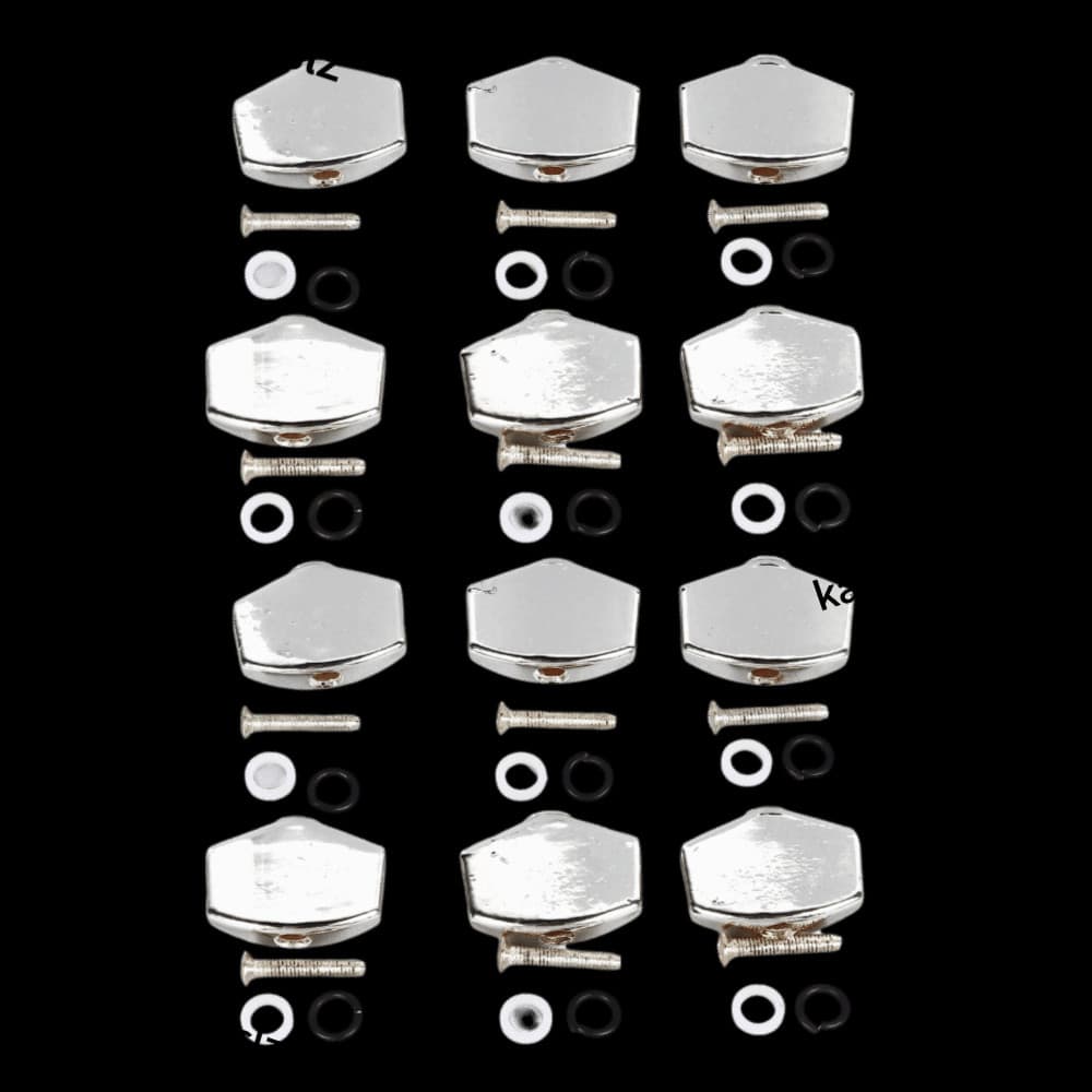 KARENGOODS 12 Pcs Pegs De Afinação De Guitarra , Botões Acústica De Cor Prata De Material Plástico