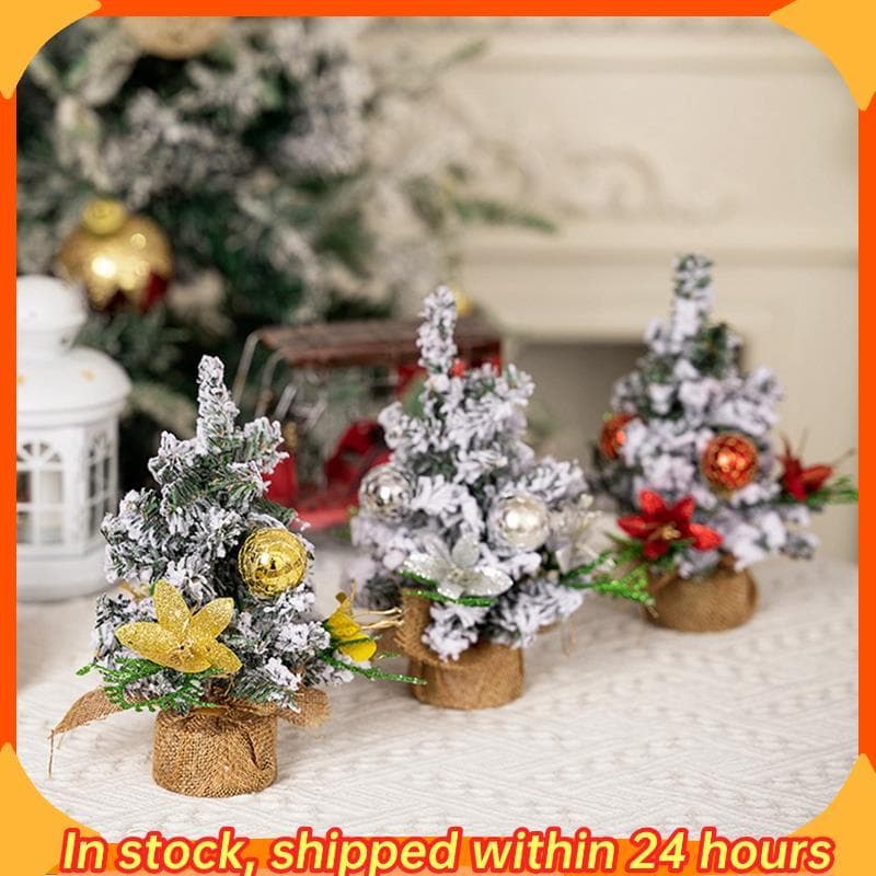 [hobbes1] 3 Peças Árvore De Pelúcia De Natal Mesa Mini Com Enfeites