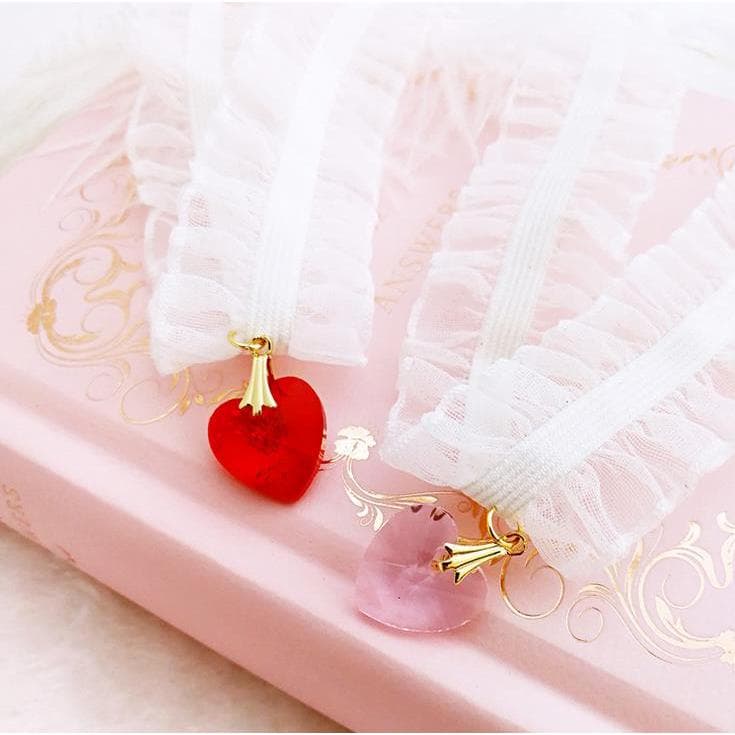 Estilo japonês versão coreana estilo Harajuku macio menina doce All-Match dupla camada amor renda colar clavícula corren