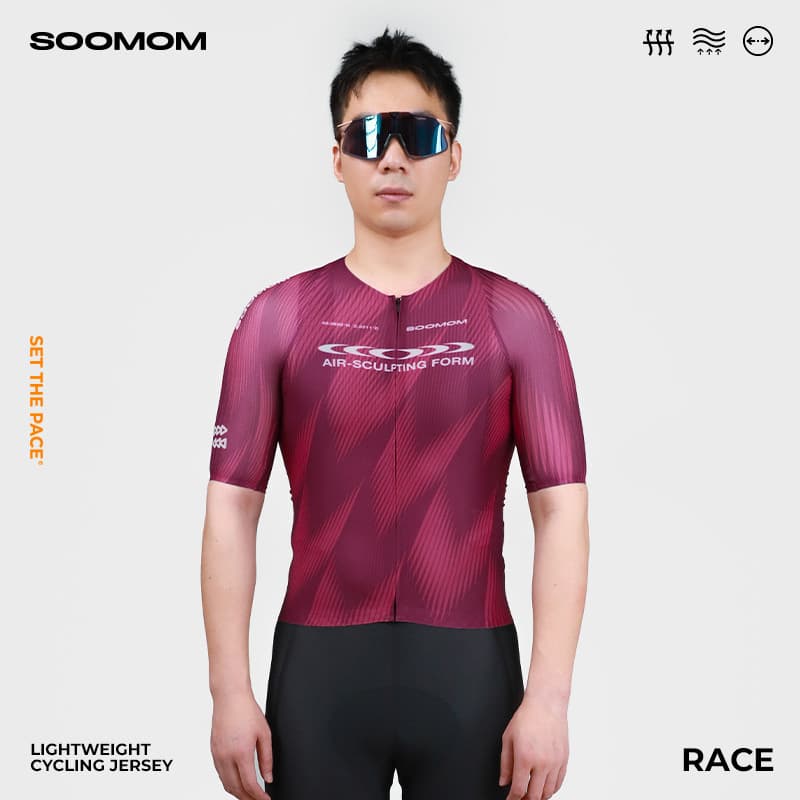 SOOMOM | R RACE Masculino Leve Zíper Ciclismo Manga Curta Verão Top Versão Corrida Bicicleta de Estrada
