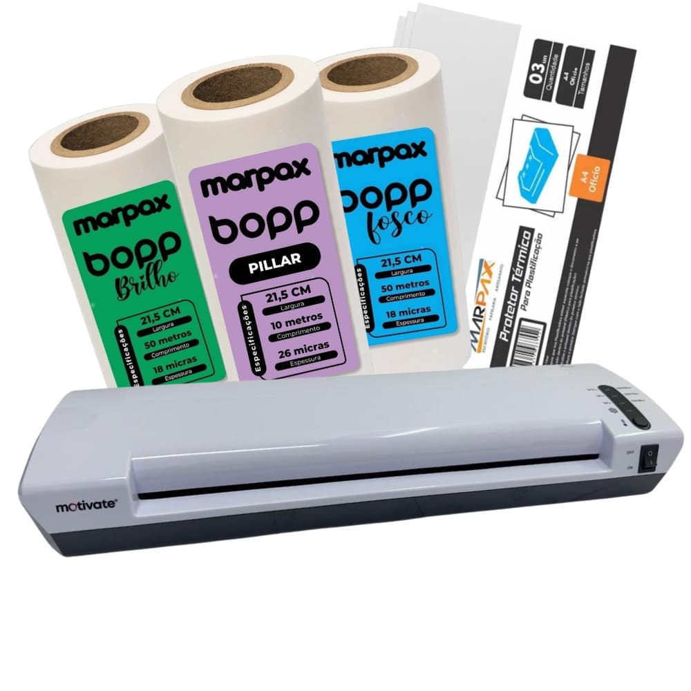 Kit Plastificadora A3 + BOPP Brilho Fosco Holográfico 220V