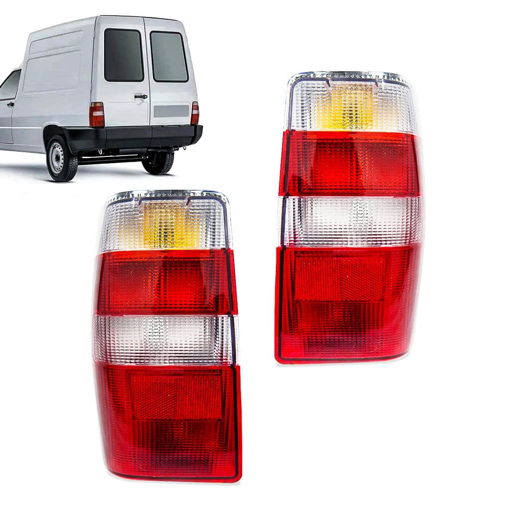 Par De Lente Para Lanterna Traseira De Fiorino Ano 2004 Até 2012 Vermelha e Cristal