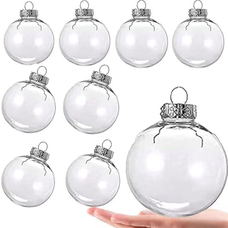 8 Peças DIY Bolas Preenchíveis De Plástico Transparente Enfeite-De Enfeites De Natal , Bola De Suspensão Superior Removí