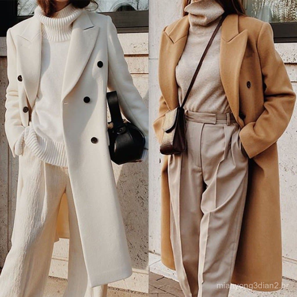 Moda Feminina Casaco De Inverno Lã Manga Longa Casual Solto Feminino Resistente Ao Frio .