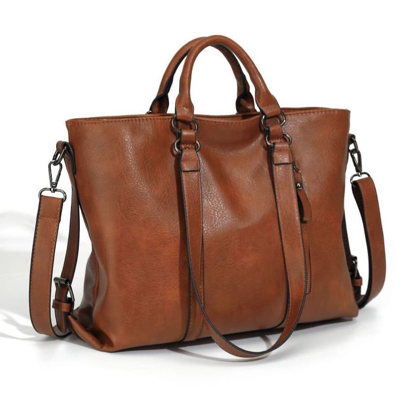 MODIVA Bolsa Feminina Grande Tote Bag Transversal de Ombro em Couro Sintético Luxo Alta Capacidade Moda