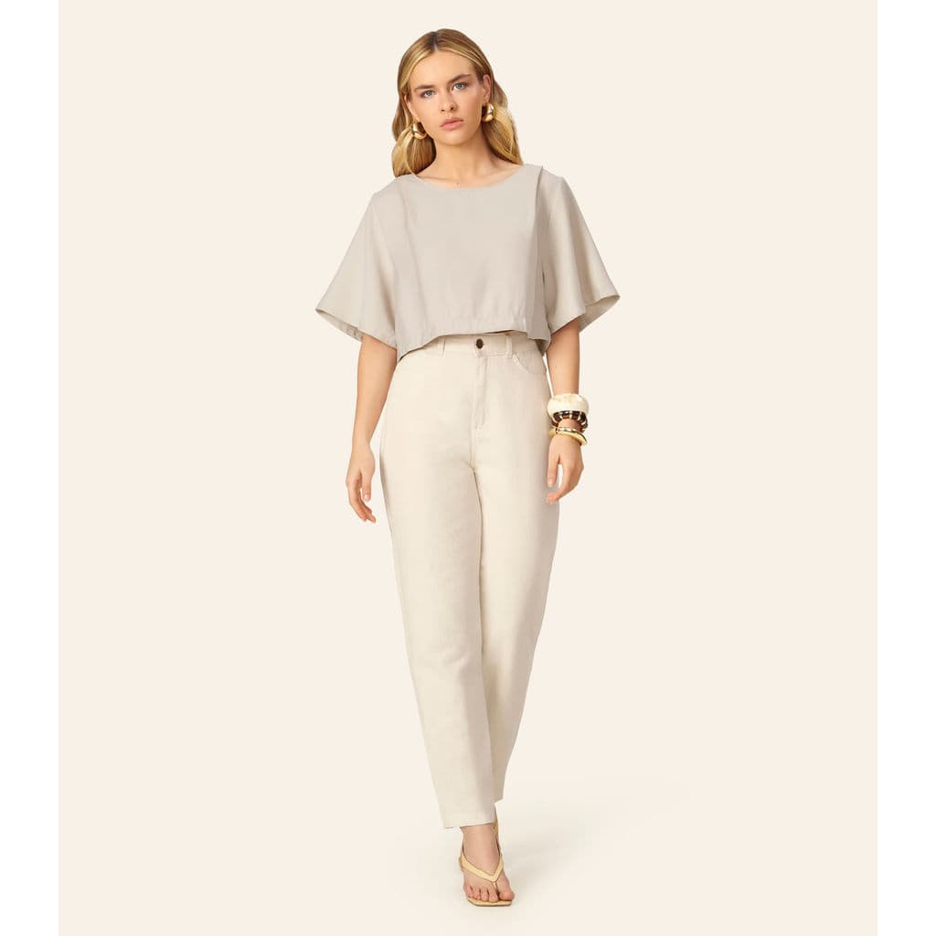 Blusa Feminina Box Em Tecido Alfaiataria Endless Bege