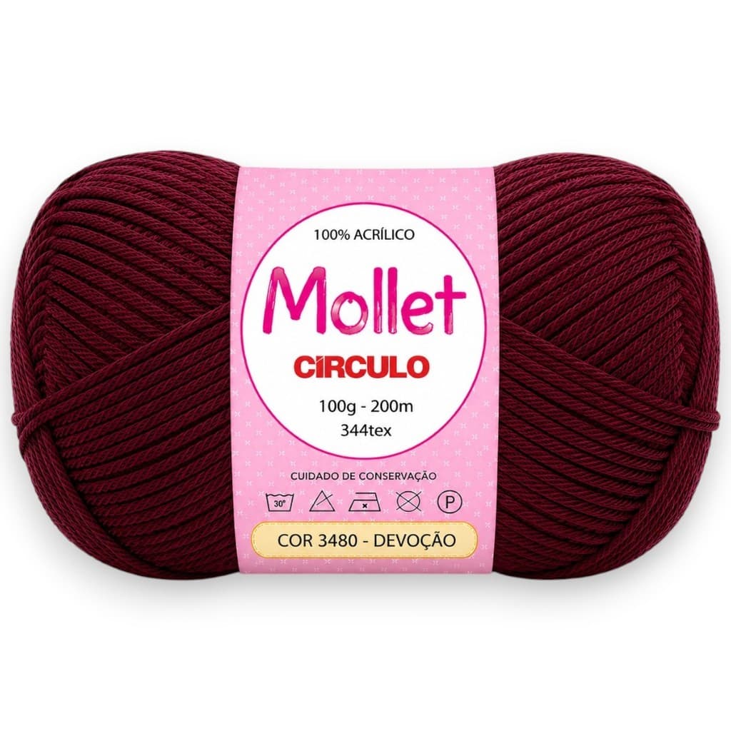 Fio Mollet Círculo 100g 200m Cor 3480 Devoção para Tricô, Crochê e Artesanato