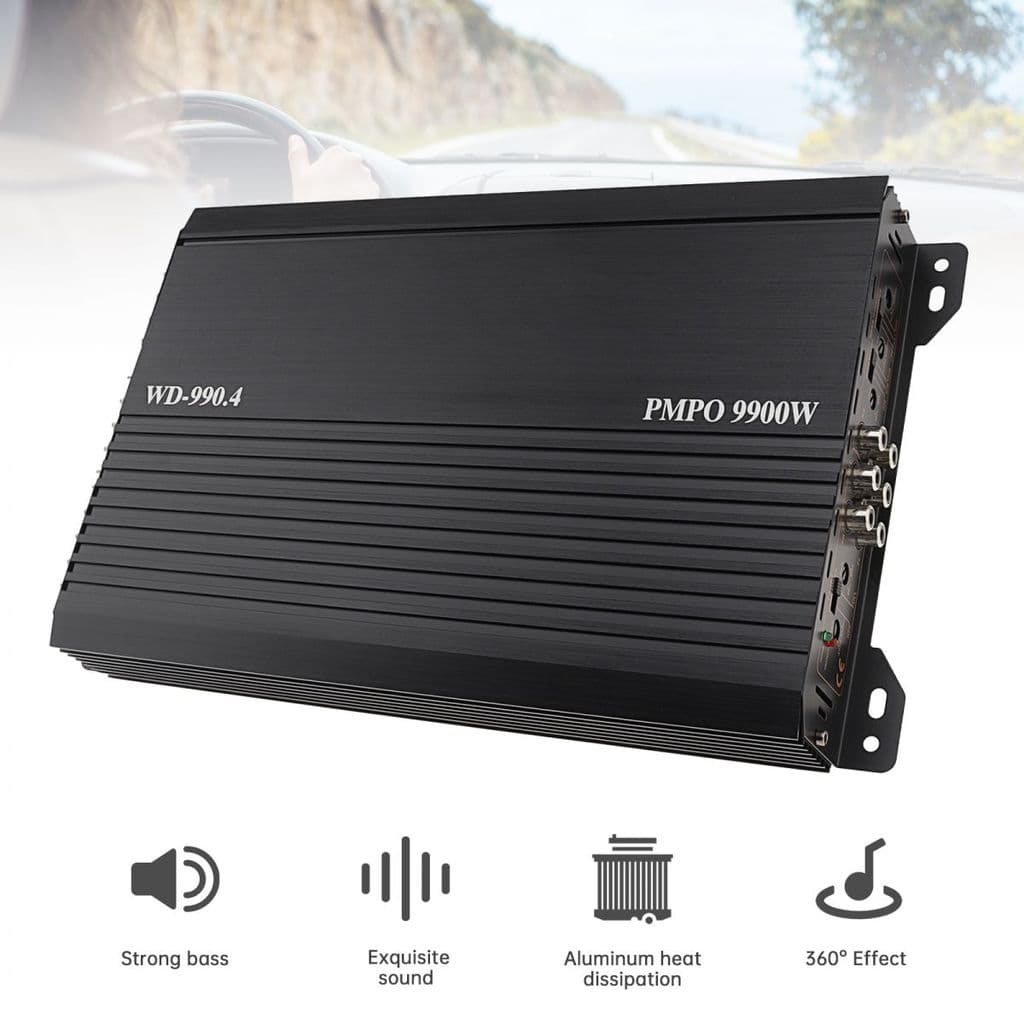 Amplificador De Áudio Para Carro De Alumínio De 4 Canais Com Crossover HPF/LPF Ajustável E Reforço De Graves