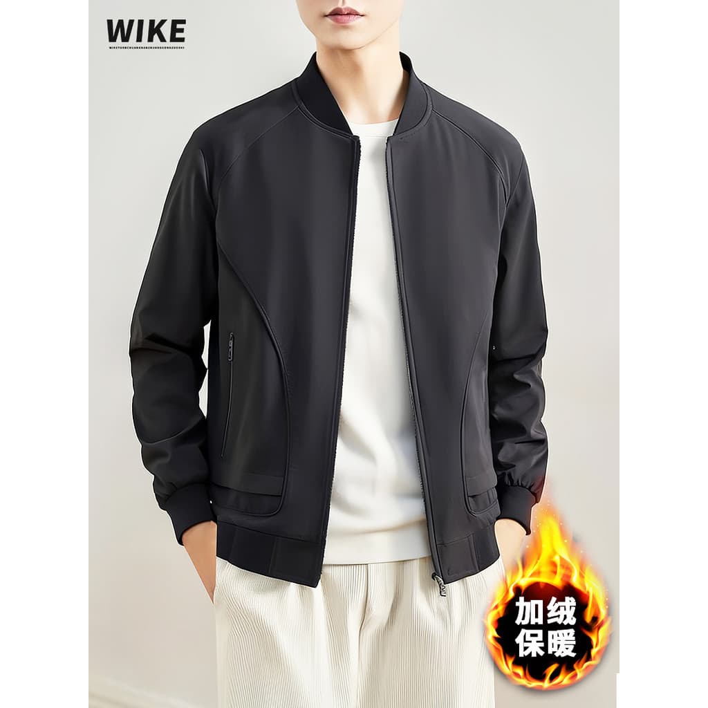 WIKE Original outono inverno forro de lã jaqueta masculina 2026 novo Casual simples All-Match gola de beisebol jaqueta m
