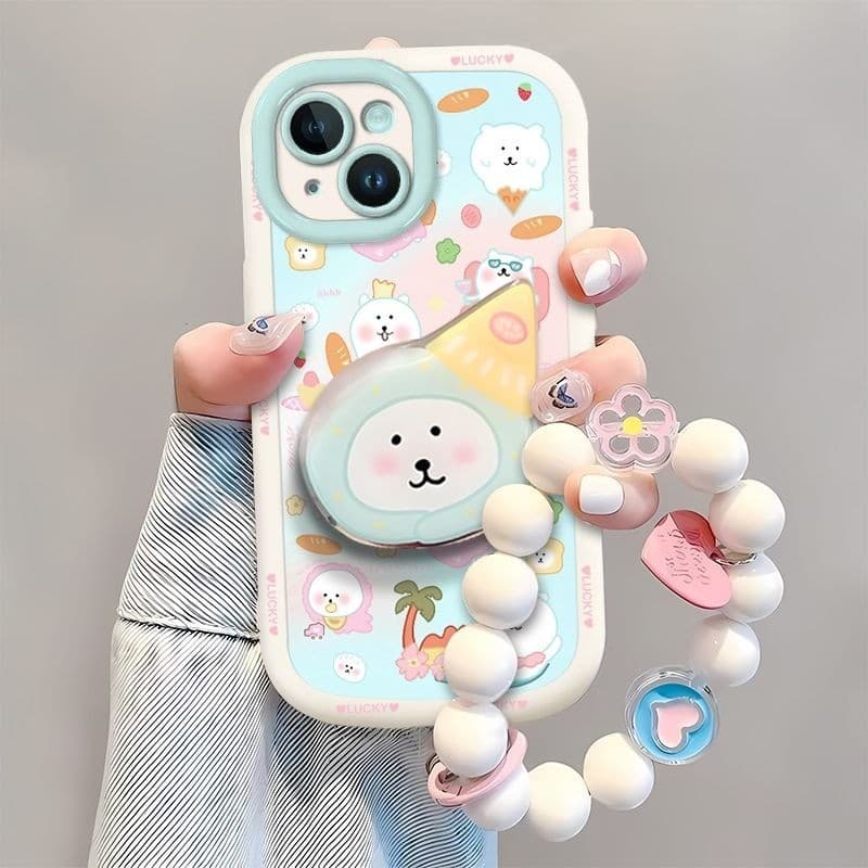 Urso autodepreparador pintado adequado para 15 capa de telefone capa macia com tudo incluído simples resistente a choque