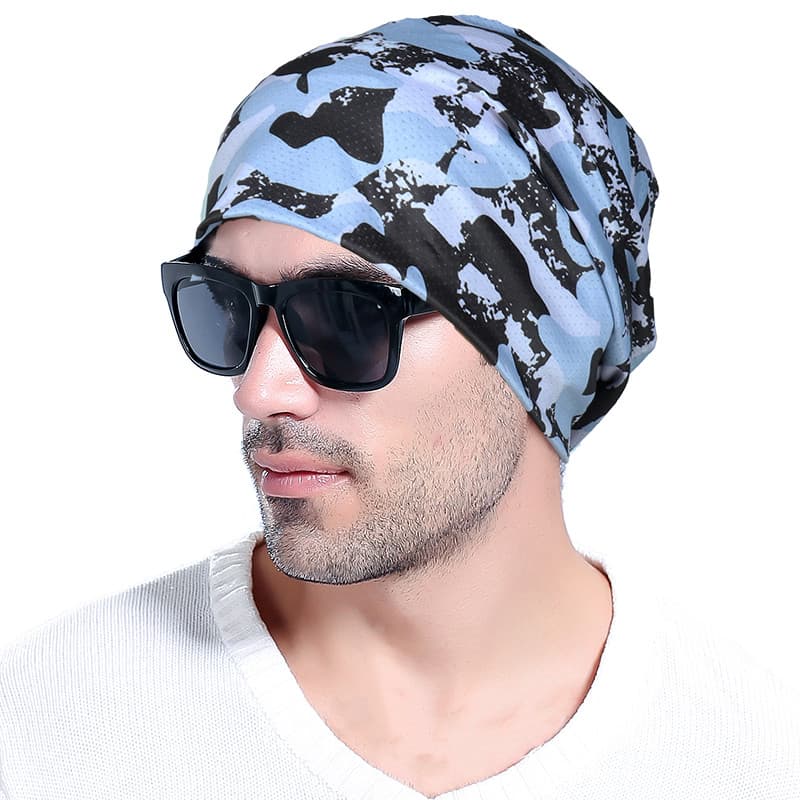 Verão gelo seda respirável cabeça fina boné absorvente de suor pulôver masculino Casual correndo boné careca lenço boné