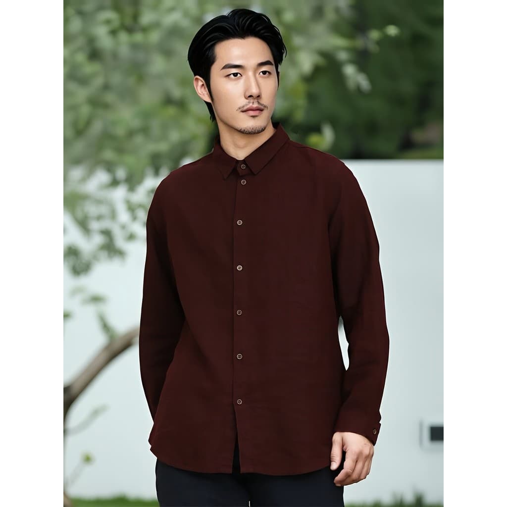 Nan estilo chinês roupas masculinas 2026 primavera manga comprida novo estilo camisa de linho de algodão solto topo masc