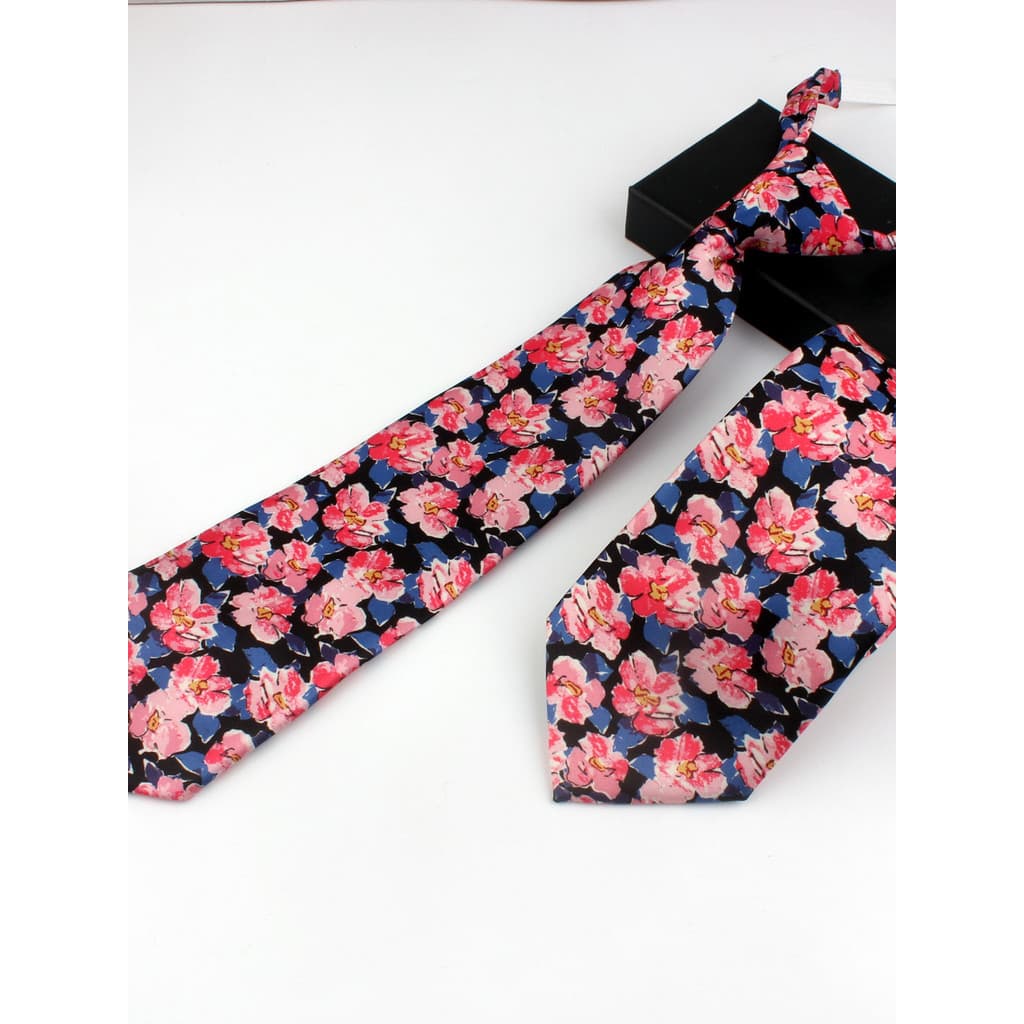 Masculino feminino rosa flor impressão 8CM gravata de mão larga Casual moda gola elástica gravata meninas