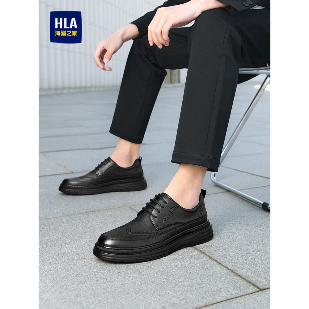 Hailan casa sapatos de couro masculino 2026 novo estilo negócios Formal sapatos de couro de sola grossa Brogue esculpido