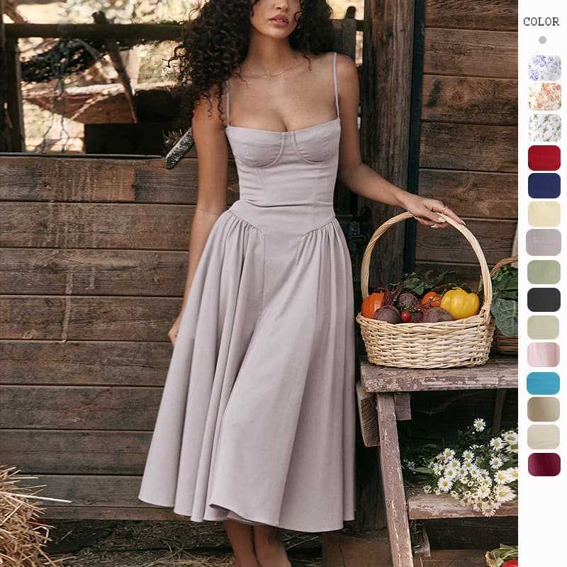 Dopamina usar saia de verão Retro saia longa estilo palácio vestido estilingue feminino elegante