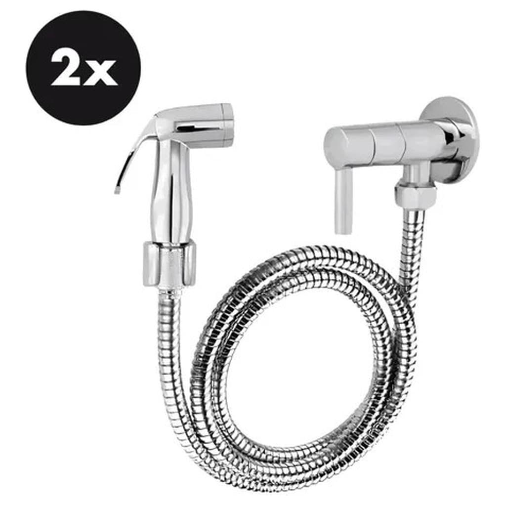 Kit 2 Ducha Higiênica Derivação Nova Gioia Fabrimar DN15 Cromado Metal Mangueira Flexível Parede