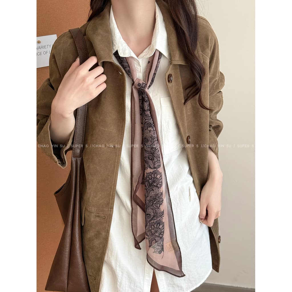 Série Natural!Flor de caju longo cachecol feminino Retro High-End pescoço proteção cachecol único elegante cachecol aces