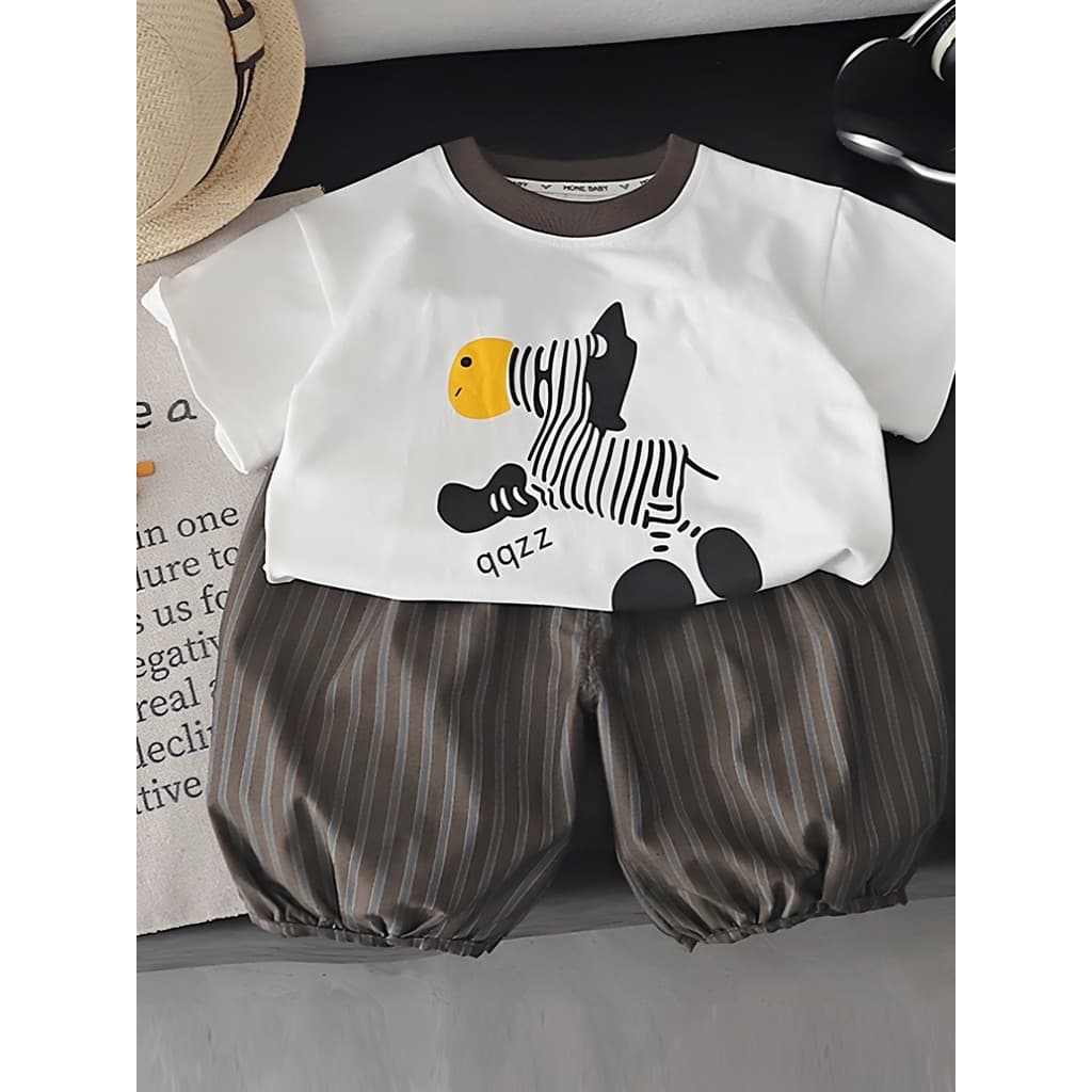 Meninos verão terno de manga curta moda bebê verão novo estilo dos desenhos animados roupas divididas do bebê roupas inf
