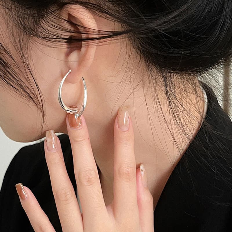 S925 prata agulha simples grande círculo 2023 novo estilo na moda exagerado Donut estilo legal na moda brincos femininos