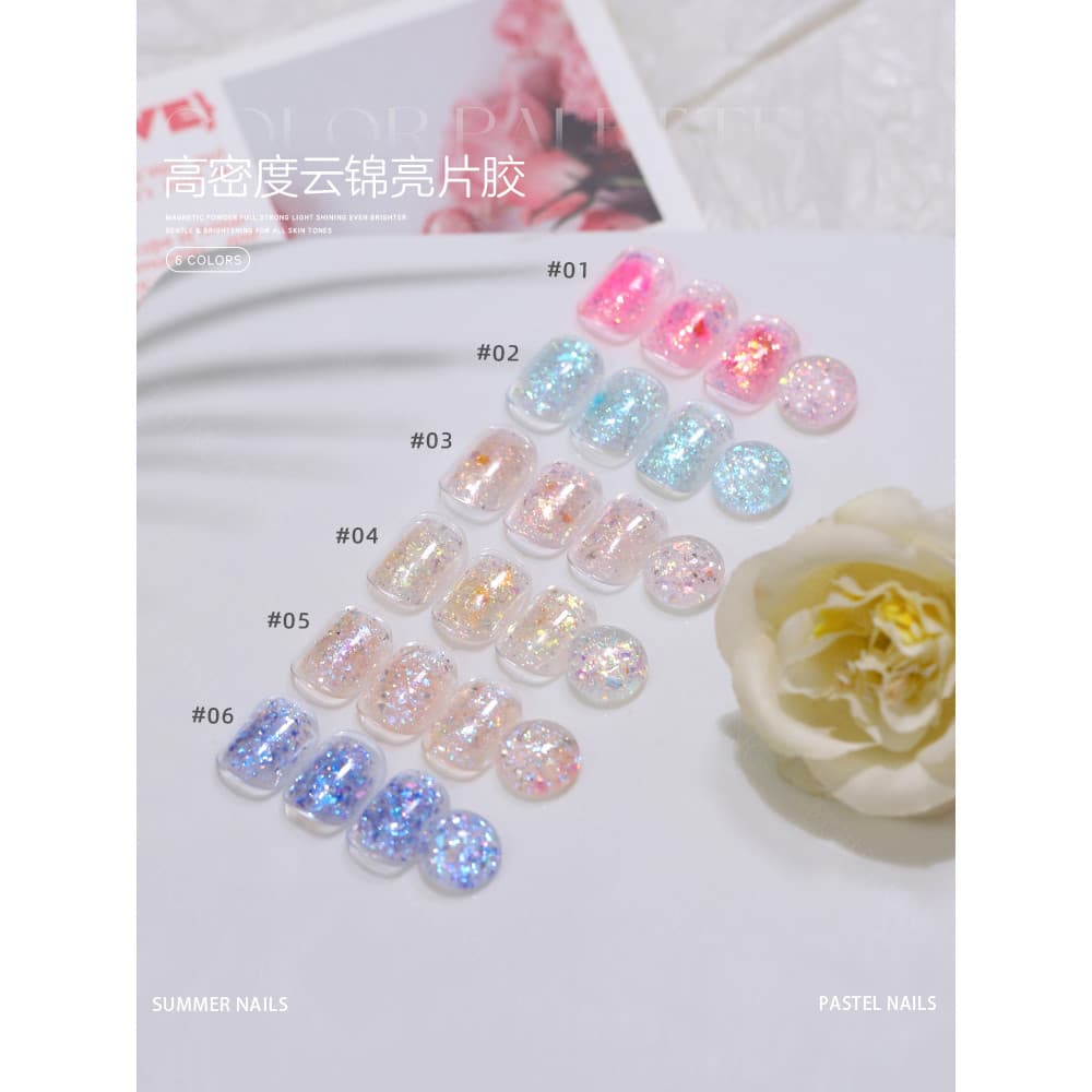 Olinting Manicure de alta densidade nuvem brocado lantejoulas unha polonês cola influenciador Super piscando branco cor