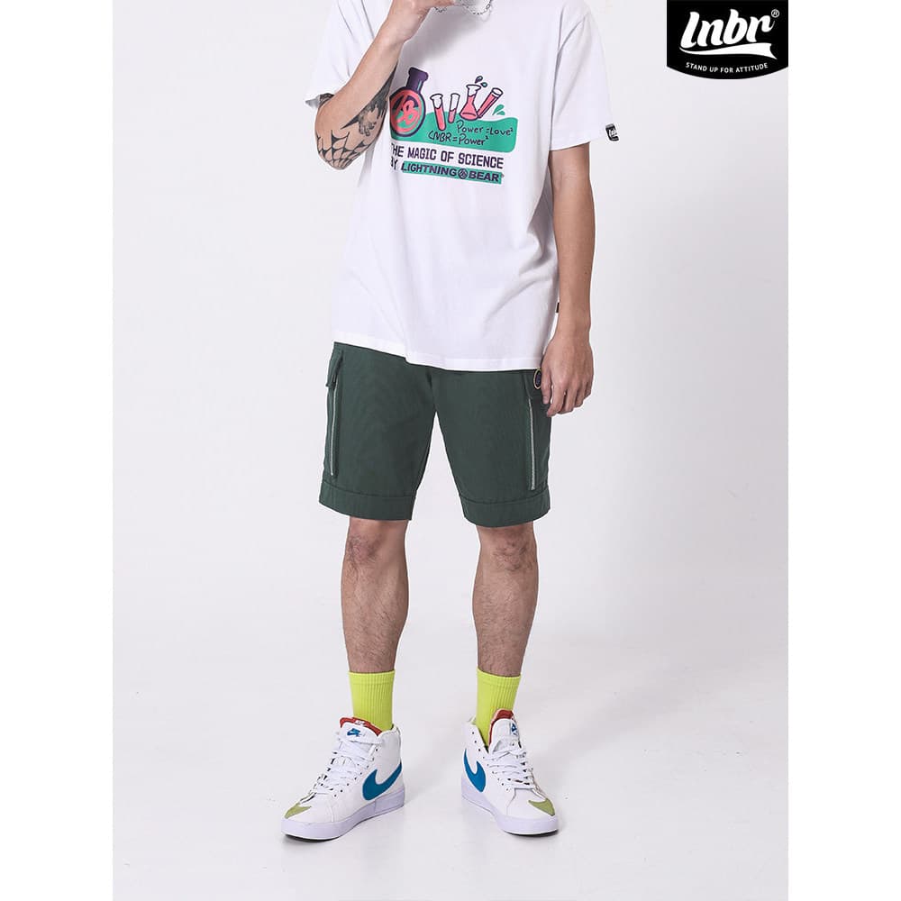 LNBR Verão Verde Escuro Shorts Casuais Street Wear Único All-Match Macacão Solto Calças de Cinco Pontos Tamanho Grande