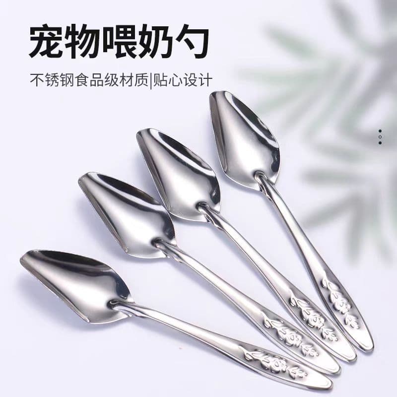 Mão alimentador de pássaros papagaio bebê pássaro alimentador de aço inoxidável alimentador de pássaros colher ferrament