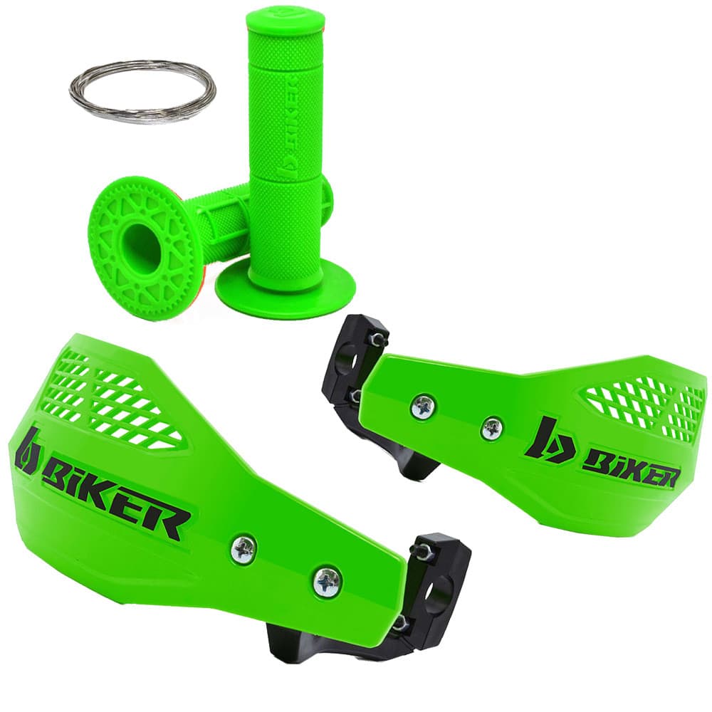 Kit Manoplas Waffle + Protetor Mão A1R Verde neon - Biker