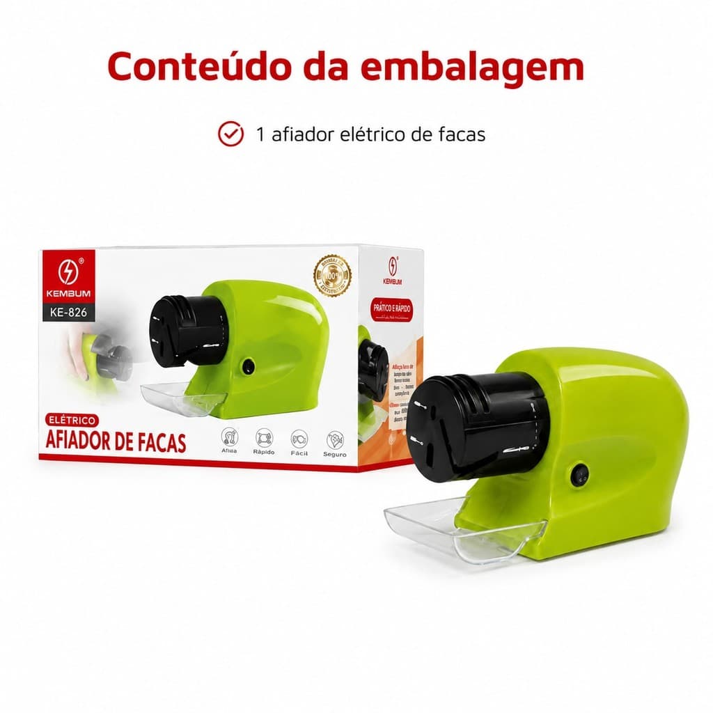Afiador de Facas Elétrico Kapbom  Verde Amolador Prático para Cozinha