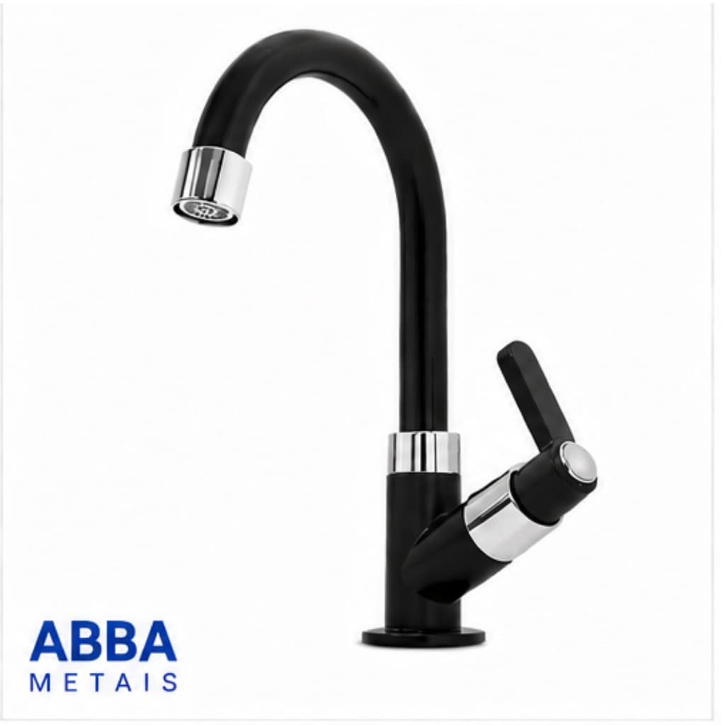 Torneira Bancada Lavatório Pia Cuba Banheiro Preta Luxo1/4 De Volta Cozinha ABS