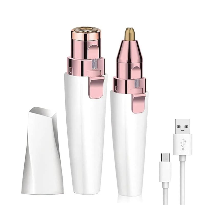 Depilador Elétrico 2 em 1 Recarregável USB, Depilação Facial e Aparador de Sobrancelhas Portátil Feminino