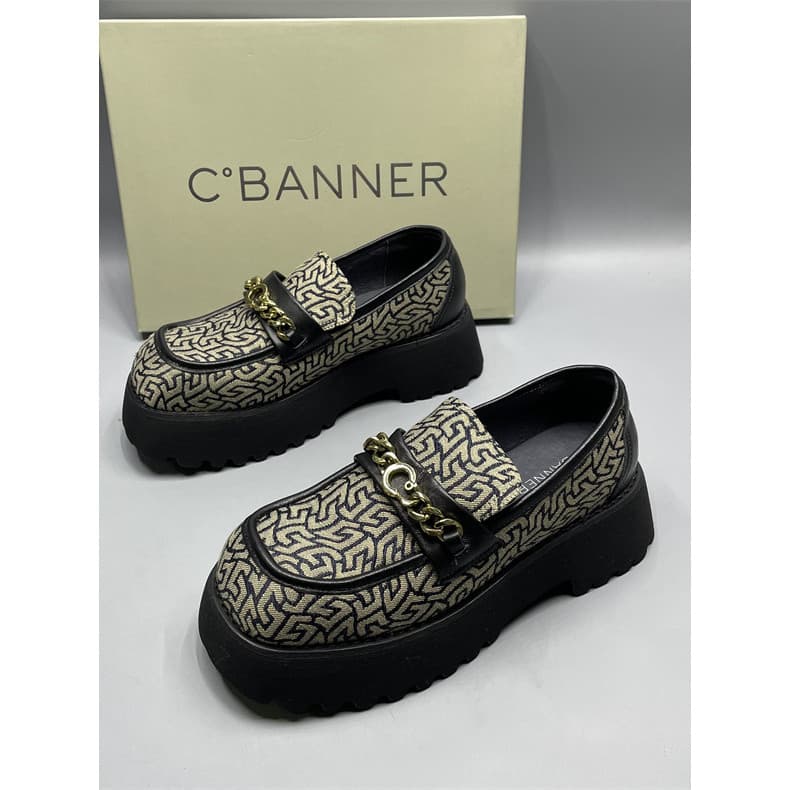 Qianbaidu shopping mesmo estilo marca retirada gabinete sapatos femininos plataforma sola estilo britânico mocassins mod