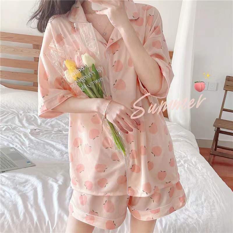 Estilo pijamas feminino Cardigan de duas peças estudante doce exterior Wear Homewear Shorts terno 8.30
