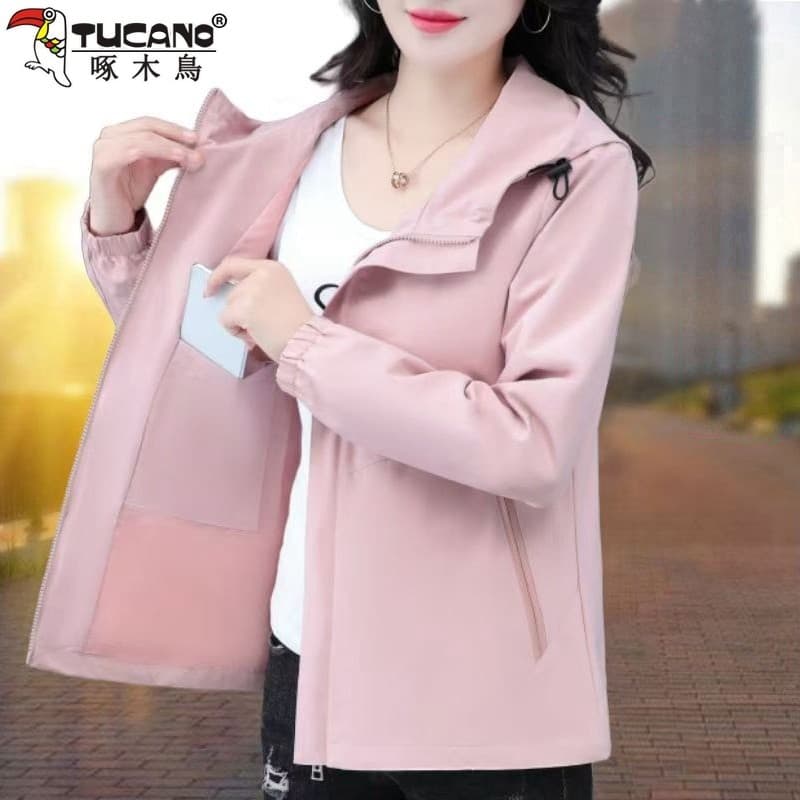 Woodpecker jaqueta feminina primavera outono 2025 novo estilo Casual moda com capuz jaqueta exterior feminina jaqueta so