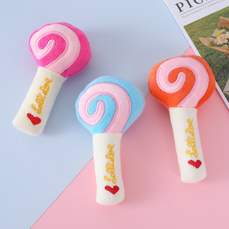 Brinquedo para animais de estimação fofo pirulito de pelúcia brinquedo para cachorro Golden Retriever brinquedo com som